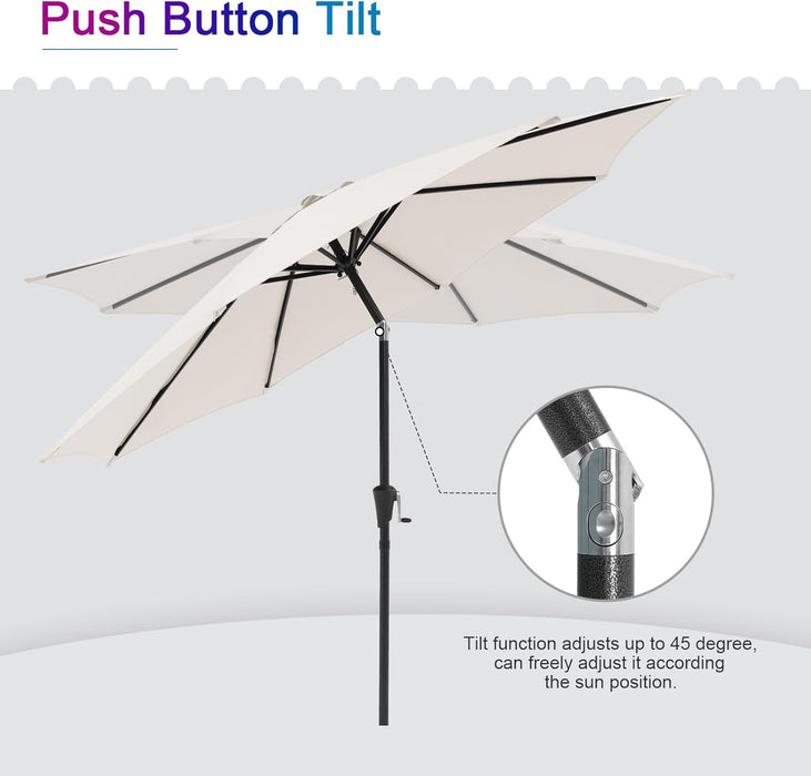 Bigleap 9FT Patio Umbrella, Market Umbrella with 8 Sturdy Ribs, Outdoor Table Umbrella for Garden, Lawn, Backyard, Pool, White