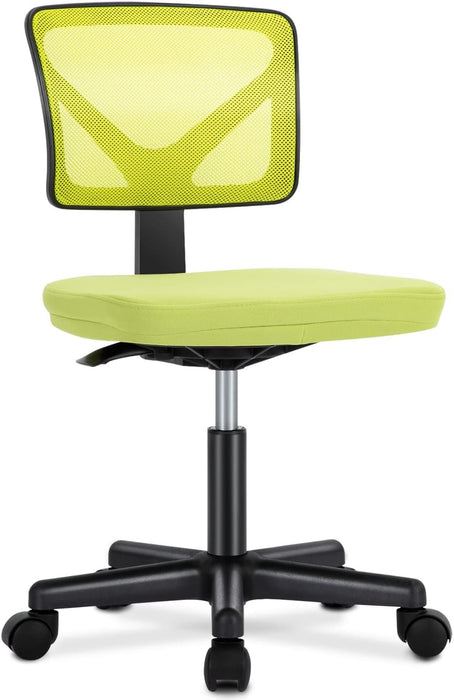 Armless Desk Chairs with Wheels Cute Home Office Chair No Arms, Ergonomic Adjustable Swivel Rolling Task Chair