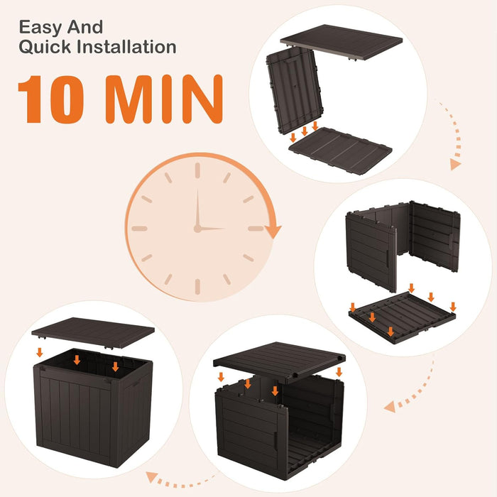 Simenmax 31-Gallon Outdoor Deck Box - Weatherproof Lockable Storage Container for Patio, Garden,Brown
