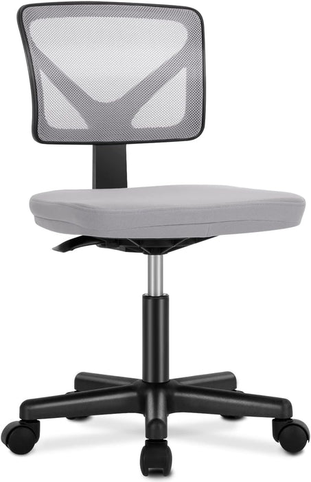 Armless Desk Chairs with Wheels Cute Home Office Chair No Arms, Ergonomic Adjustable Swivel Rolling Task Chair