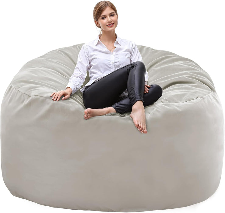 Simenmax 3FT Bean Bag Chair Beanbag, Oversized Lazy Sofa Living Room Furniture with Removable Washable Cover, Light Gray