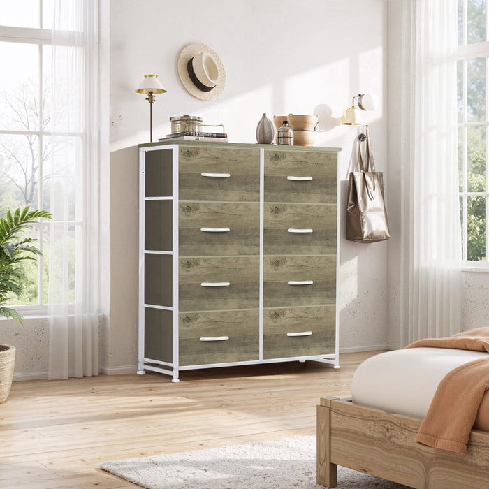 Taoset 8 Drawers Dresser, Storage Dresser Organizer with Drawers, Chest of Drawers, Dresser with Metal Frame and Wood Tabletop for Bedroom, Guest Room, Closet, Entryway, Nursery, Smoked ash