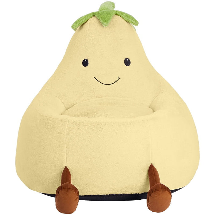 Simenmax 31'' Bean Bag Chair, Plush Rabbit Fur L-Shape Lounger, Washable Stuffed Sofa for Living Room, Bedroom & Reading Nook,Yellow