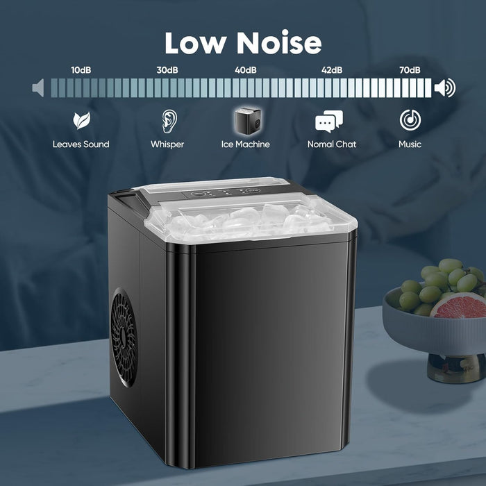 Simenmax Ice Maker, Portable Countertop Icemaker Machine, Self Cleaning Quiet 2 Sizes Bullet Cubes Makers, 9 Cubes in 6 Mins, 26lbs/24Hrs with Ice Scoop, Basket for Home Kitchen Party