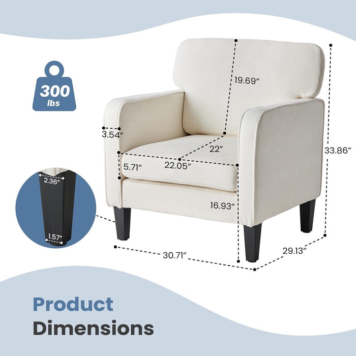 Simenmax Mid-Century Modern Accent Chair, Ergonomic Reading Chair Lounge Chair with Armrests for Living Room, Bedroom, Reception,Beige
