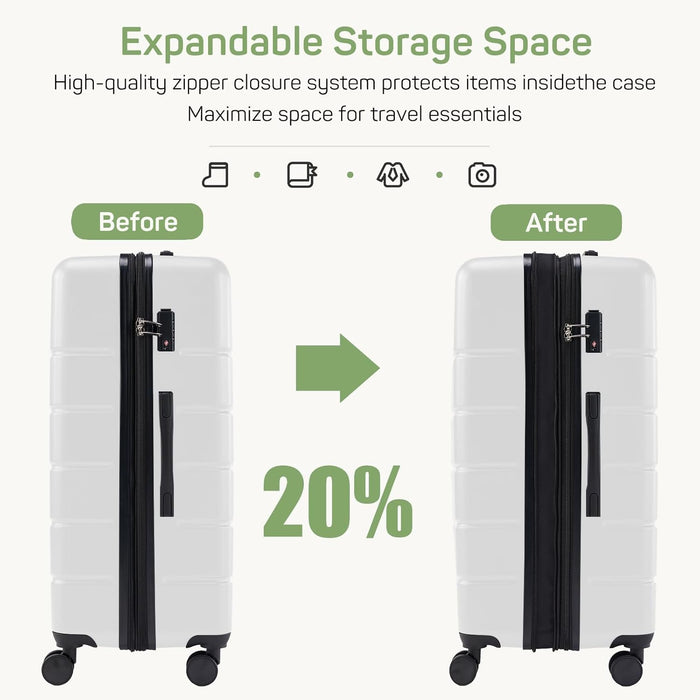 Simenmax 28 Inch Luggage, Hard Shell Rolling Suitcase with TSA Lock, Lightweight Luggage with Spinner Wheels, White
