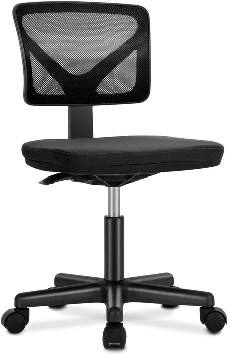 Armless Desk Chairs with Wheels Cute Home Office Chair No Arms, Ergonomic Adjustable Swivel Rolling Task Chair