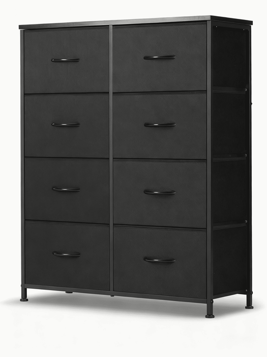 Taoset 8-Drawer Fabric Dresser with Wood Top - Compact Storage Cabinet for Bedroom and Living Room, Black