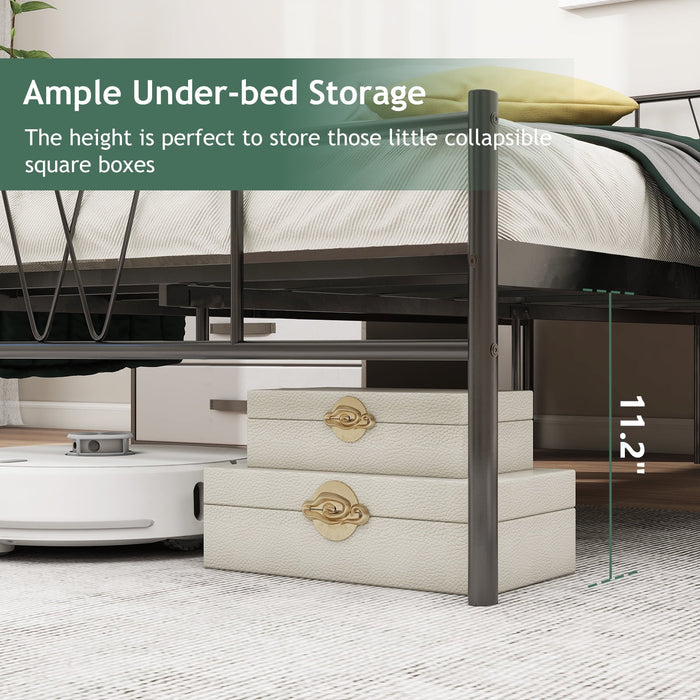 Bed Frame with Headboard & Footboard,Metal Platform Bed Frame,No Box Spring Needed,Quiet & Sturdy