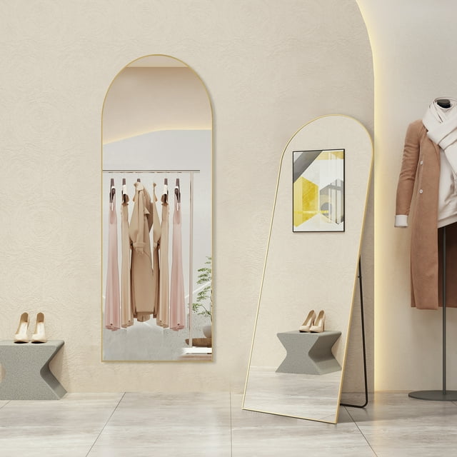 64"x21" Arched Full Length Mirror Full Body Mirror Floor Mirror Standing Hanging or Leaning Wall,Gold