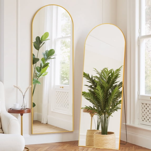 Parcus Full Length Mirror with Stand, Shatterproof Floor Mirror for Bedroom, Living Room, Wall Mounted or Leaning, Aluminum Frame Body Mirror