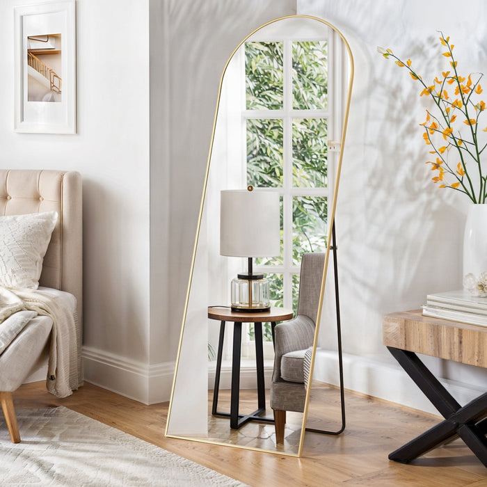 Smiaoer Arched Floor Mirror for Standing, Leaning, or Hanging in Bedroom, Living Room, or Entryway