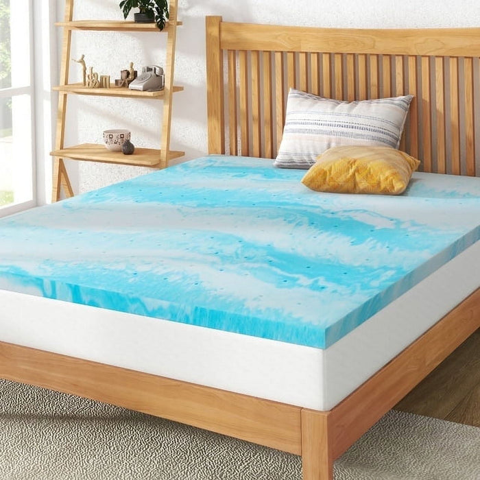 TINKLE WELL King Mattress Topper 3 inch, Memory Foam Mattress Topper For King Bedding, Blue
