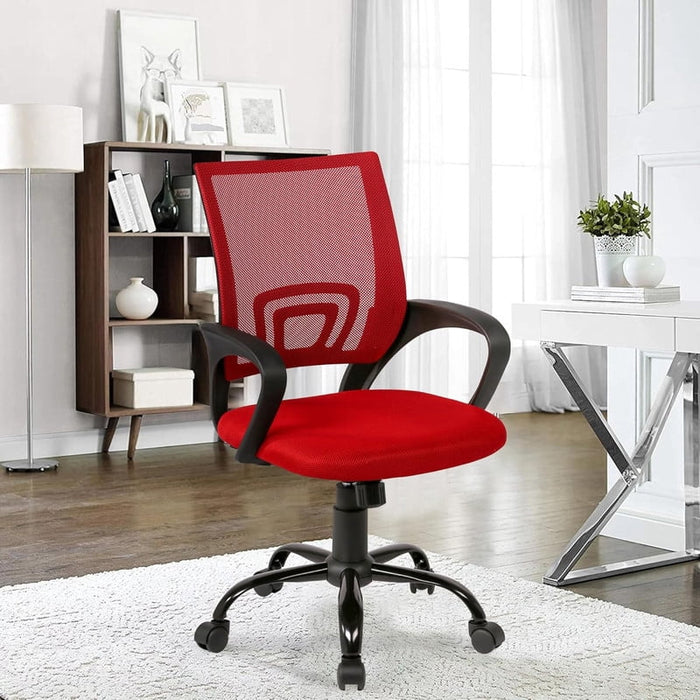 Bigleap Ergonomic Mid Back Office Chair, 250lbs Capacity Mesh Computer Desk Chair with Rocking Mode for Home Office/Dorm Room (Red)