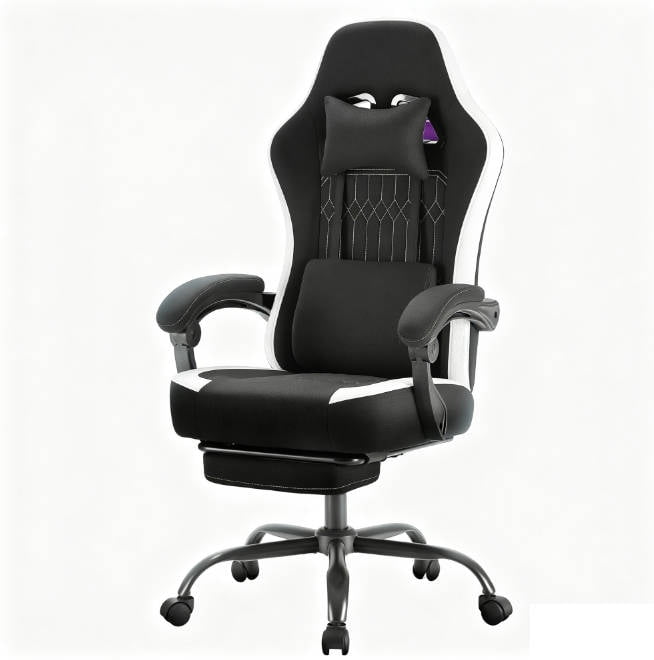 Betcozy Gaming Chair, Ergonomic Computer Chair with Footrest, Lumbar Support, Headrest, Comfy Seating with thicken cushion, Black