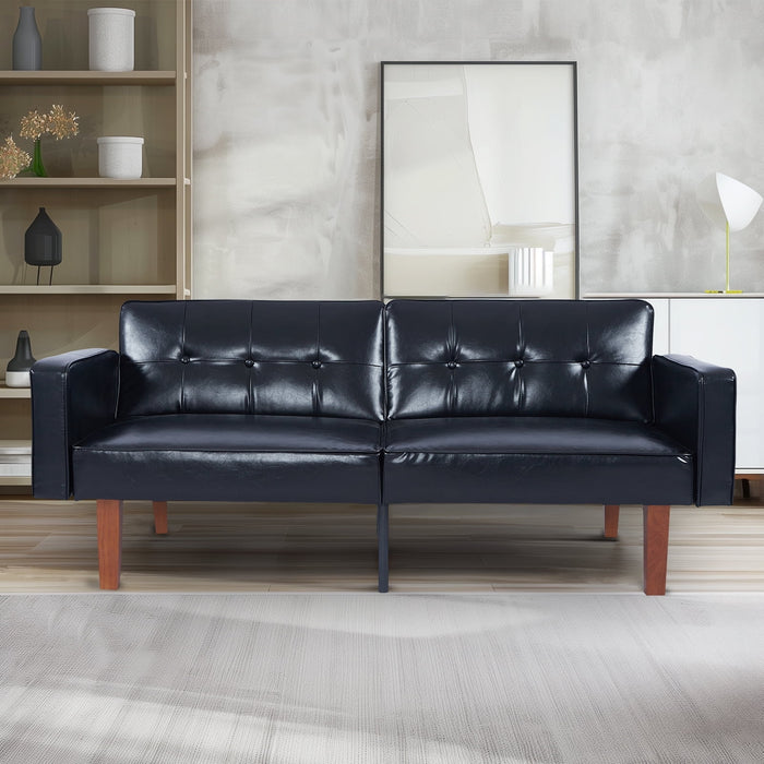 TINKLE WELL Sofa Bed, Convertible Memory Foam Futon Couch, Adjustable Sleeper Sofa Bed for Living Room, Black