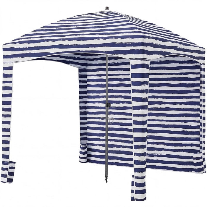 Bigleap 6x6ft Beach Cabana with Side Wall, UPF 50+ Sun Shelter & Wind-Resistant Canopy, Portable Beach Tent with Carry Bag (Dark Blue)