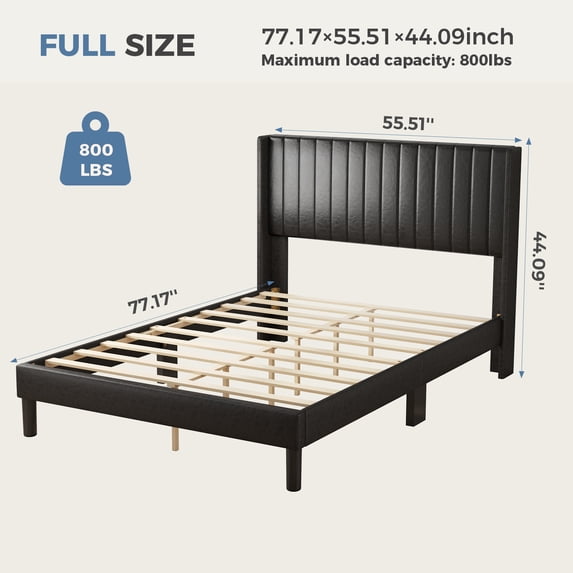 Beddle Twin Bed Frame, Upholstered Bed Frame with PU Headboard, Wooden Slats Support, No Box Spring Needed, Easy Assembly