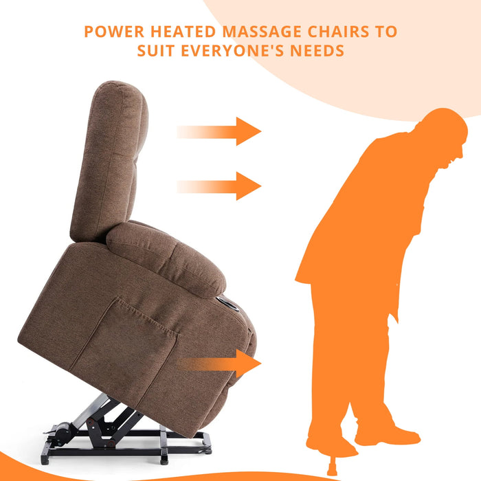 Blorly Oversized Recliners , Single Recliner Chairs for Adults, Breathable Fabric Reclining Chair Manual Sofas, Brown