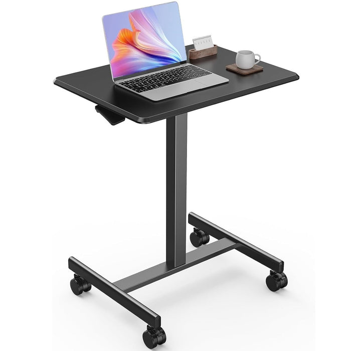 Taoset Adjustable Height Mobile Desk with Locking Casters - Portable Standing Desk for Home Office, Black