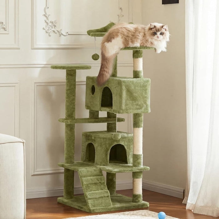 Nextay 54" Multi-Level Cat Tree Tower for Indoor Cats,Green with Scratching Posts & Condo