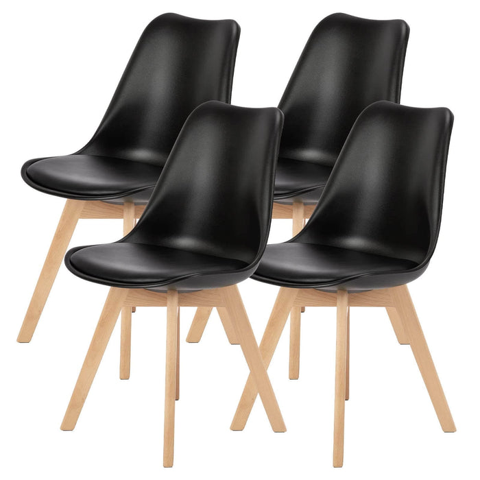 TINKLE WELL TINKLE WELL Dining Chairs Set of 4 Mid-Century Modern Dinning Chairs-Black