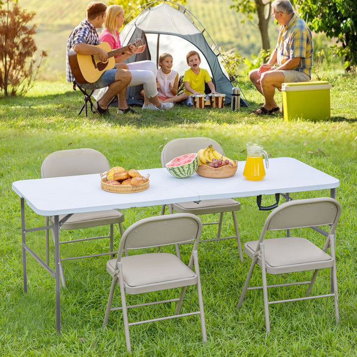 Simenmax 4ft Heavy Duty Folding Table - Portable Outdoor Indoor Plastic Desk for Camping, Picnic & Parties