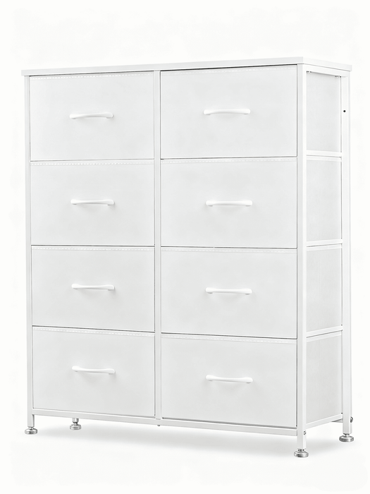 Taoset 8-Drawer Fabric Dresser with Wood Top - Compact Storage Cabinet for Bedroom and Living Room, White