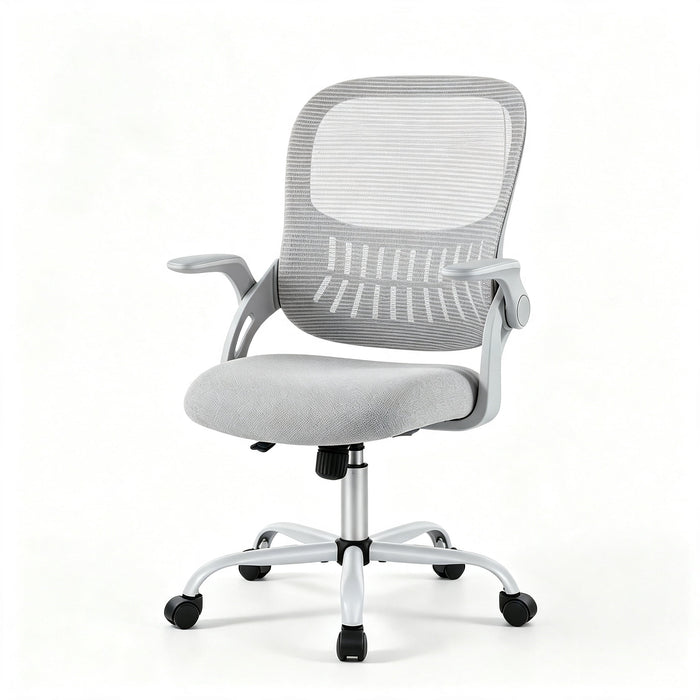 Taoset Mesh Office Task Chair with Flip‑Up Armrests, Height Adjustable Swivel Computer Desk Chair for Home Office, Gray