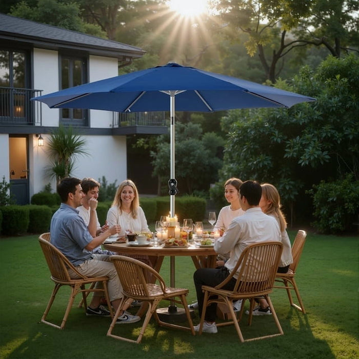 Betcozy 9' Outdoor Patio Umbrella, Outdoor Table Umbrella, Yard Umbrella, Market Umbrella with 8 Sturdy Ribs, Push Button Tilt and Crank, Blue