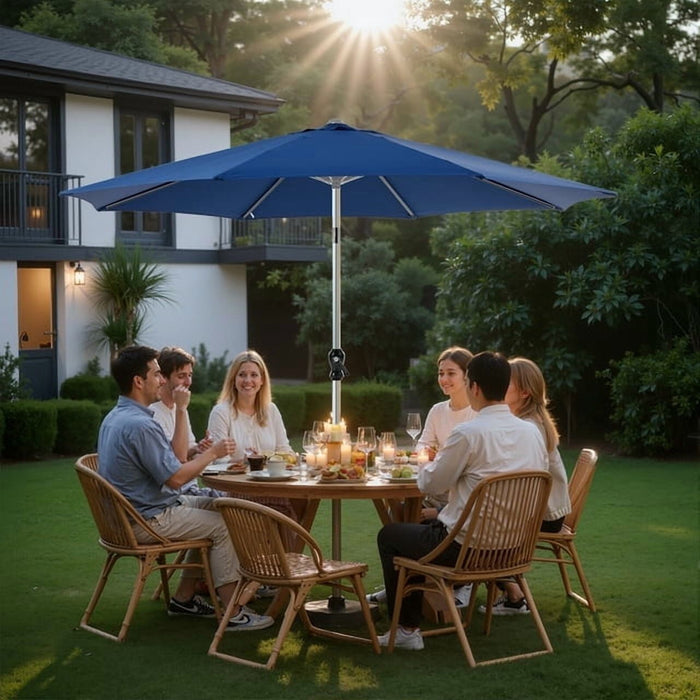 Betcozy 9' Outdoor Patio Umbrella, Outdoor Table Umbrella, Yard Umbrella, Market Umbrella with 8 Sturdy Ribs, Push Button Tilt and Crank, Blue