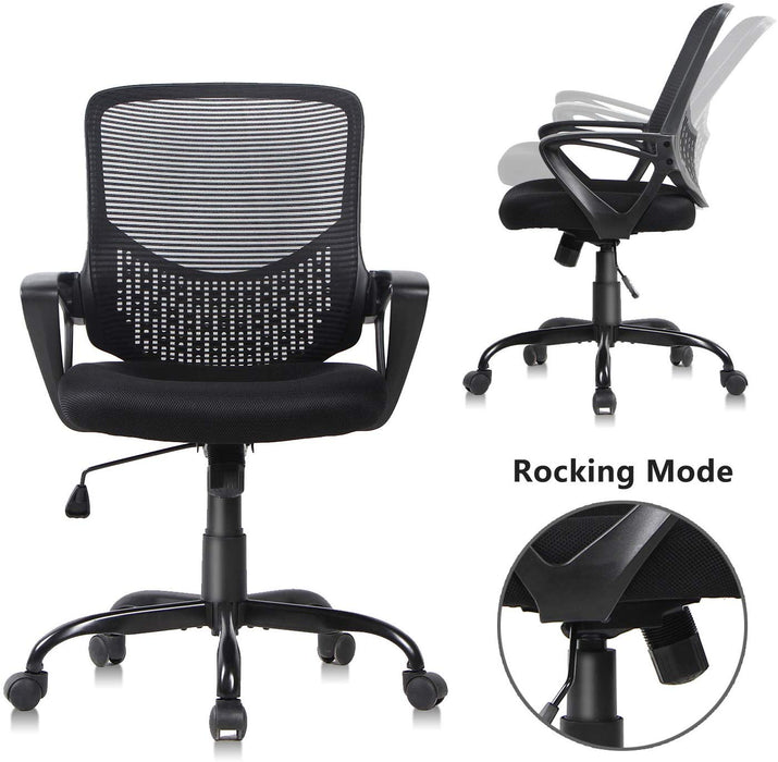 Bigleap Office Chair, Ergonomic Computer Chair, Mesh Desk Chairs with Comfy Lumbar Support and Armrest for Home, Bedroom, Study, Student, Adults, Black