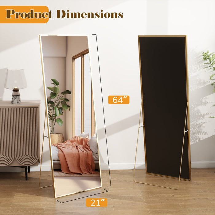 Beddle Full Length Mirror Rectangle Full Body Floor Mirror with Stand Wall-Mounted Mirror for Bedroom & Doors