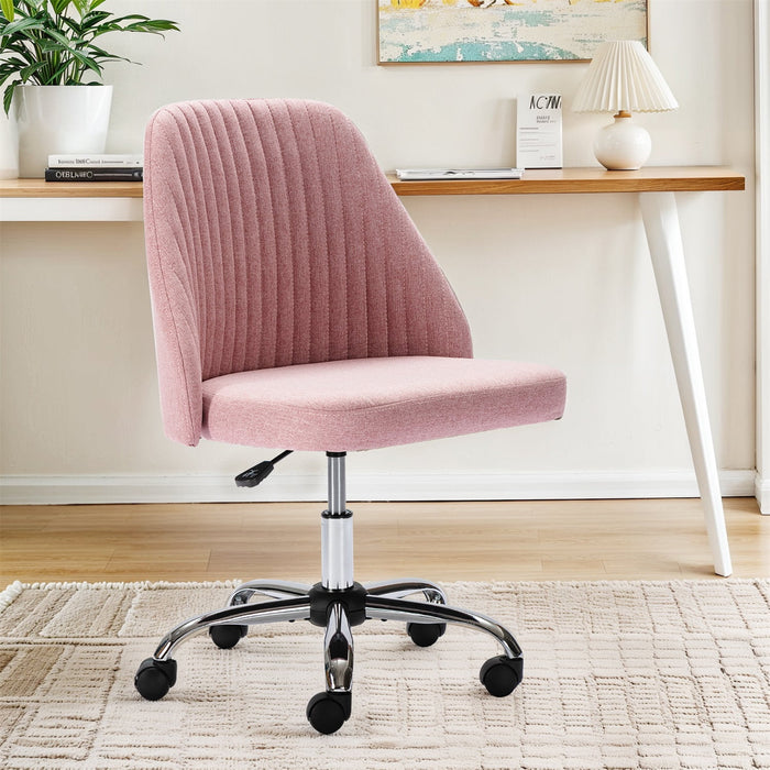 Beddle Home Office Chair, Mid Back Armless Fabric Upholstered Desk Chair with Wheels Adjustable Swivel Vanity Chair for Bedroom,Living Room