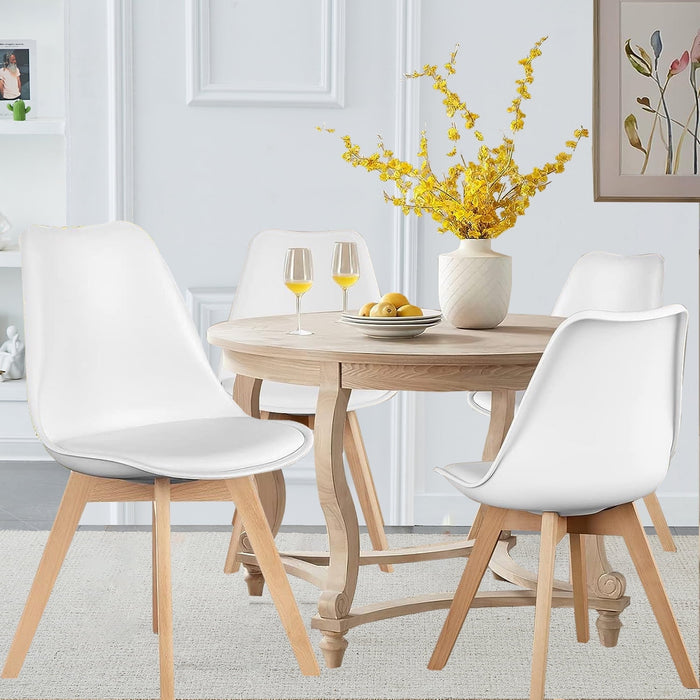 TINKLE WELL Set of 4 Modern Dining Chairs, Versatile Black Table Chairs, Ergonomic Design, Easy Assembly White