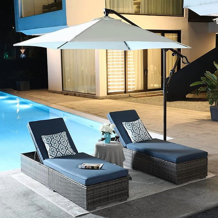 Blorly 10' Patio Umbrella, 360掳Rotated Offset Hanging Umbrella for Patio, Yard, Pool Side, 8 Sturdy Ribs, Tilt and Crank, White