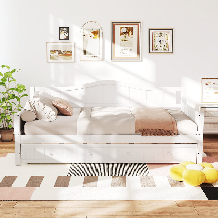 Blorly Daybed Frame Twin Size Platform Sofa Bed Day Bed with Sturdy Wood Slats Mattress Foundation Bedroom Furniture,Noise Free,White
