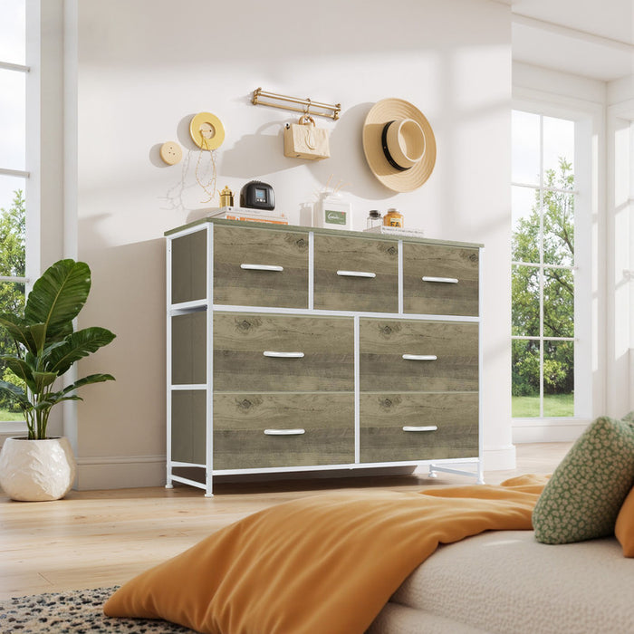 Blorly 7 Drawers Dresser, Storage Dresser Organizer with Drawers, Chest of Drawers, Dresser with Metal Frame and Wood Tabletop for Bedroom, Guest Room, Closet, Entryway, Nursery, Smoked ash