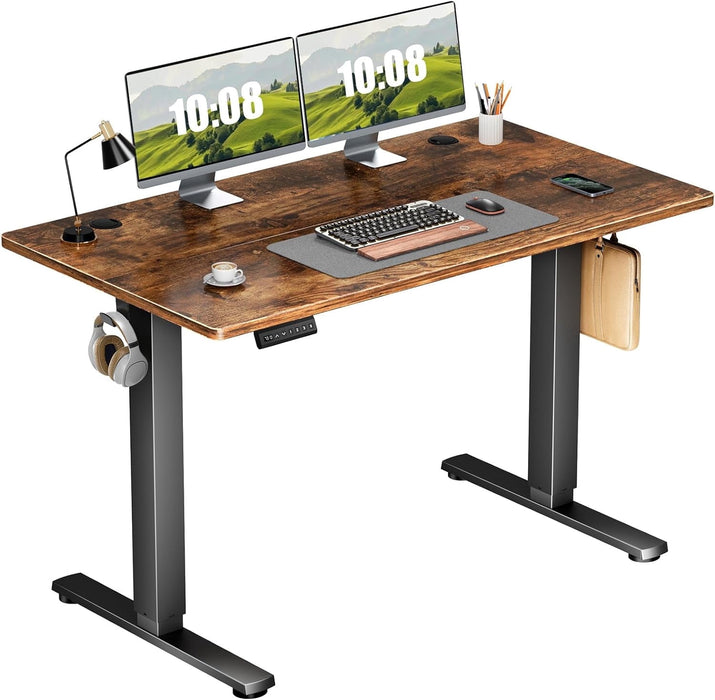 Taoset Electric Stand up Desk, 48'' Wide Desktop with Adjustable Height, Standing Computer Desk for Home Ofiice, Brown