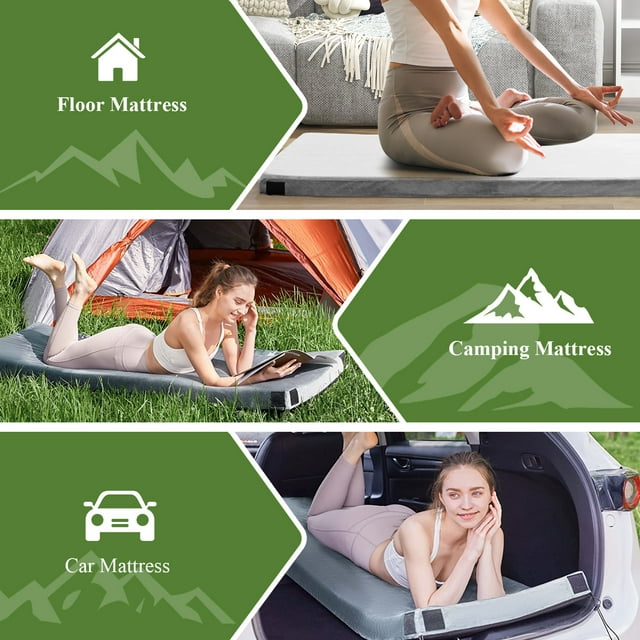 2.5 inch Memory Foam Sleeping Pad Camping Mattress,Portable Roll up Sleeping Mat, Waterproof