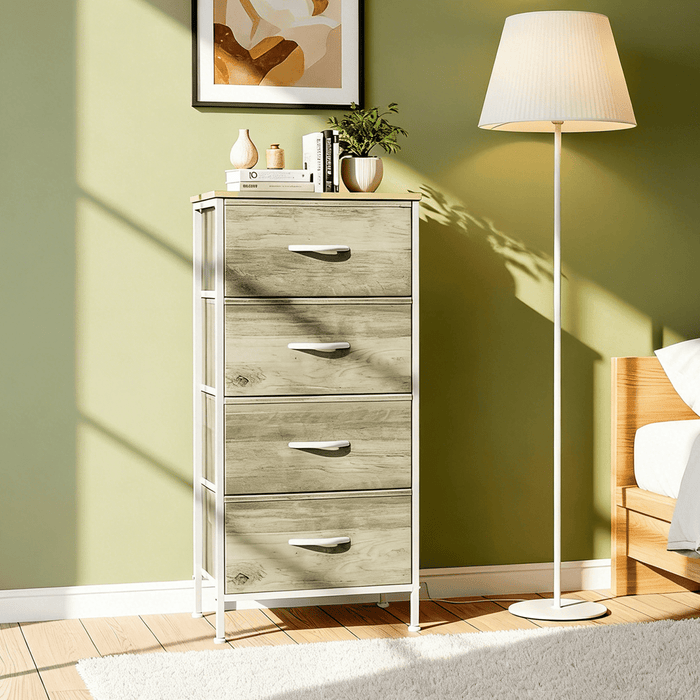 Taoset 4 Drawers Dresser, Storage Dresser Organizer with Drawers, Chest of Drawers, Dresser with Metal Frame and Wood Tabletop for Bedroom, Guest Room, Closet, Entryway, Nursery, Smoked ash