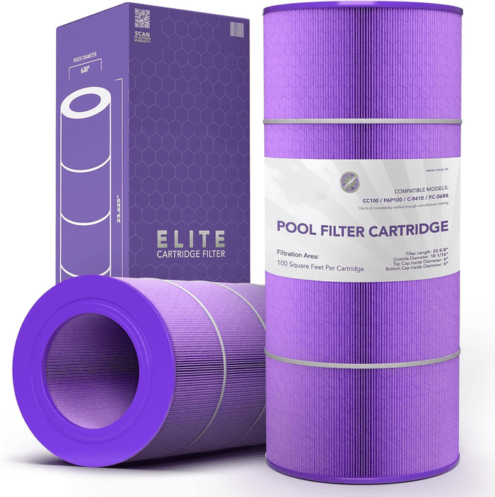 Betcozy Pool Filter Cartridge, Compatible with Pentair CC100, CCRP100, R173215, 160316, 160354, PAP100, Unicel C-9410, Filbur FC-0686, PCRP100, SP100, 23 5/8" x 10 1/16", 100 SQ FT, Aseptic Hex-Flo F