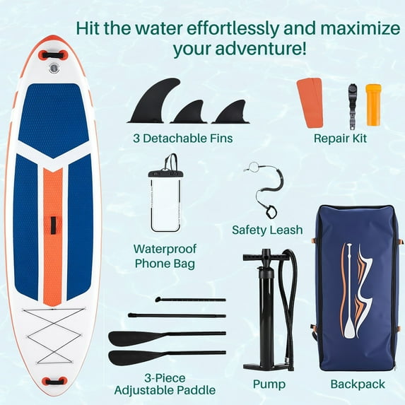 Betcozy Inflatable Stand Up Paddle Board, 2-in-1 Paddle with Premium SUP Paddleboard Accessories, Stable & Non-Slip Deck for Adults & Youth of All Skill Levels, Orange