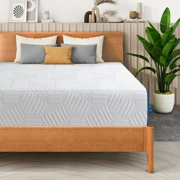 12 inch King Size Green Tea Memory Foam Mattress ,Cooling Gel Memory Foam Mattress in a Box, Medium, White