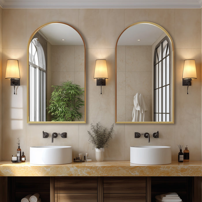 Simenmax 24''x36'' Arched Mirror, Wall Mounted Mirror Bathroom Mirror for Bathroom, Bedroom, Entryway, Living Room Wall Decor,Gold