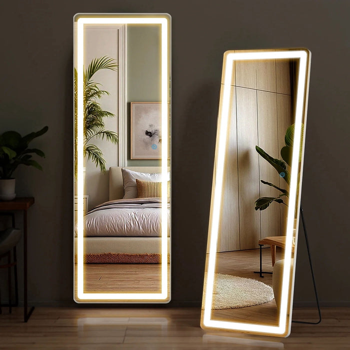 Nextay 71" x 26" Full Length Mirror with LED Lights Rectangular Standing Hanging Full Body Mirror Floor Mirror for Bedroom Cloakroom
