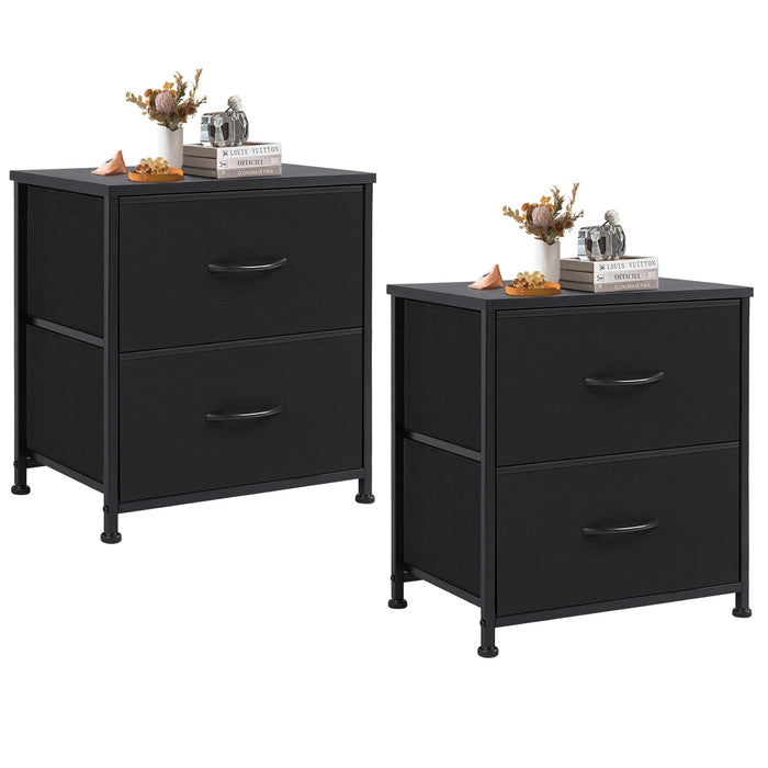 Taoset 2-Drawer Nightstand 2 Pack, Steel Frame with Adjustable Feet, Mini Dresser for Bedroom, Closet, Entryway, College Dorm, Black