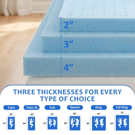 Beddle Cooling Gel Memory Foam Mattress Topper, CertiPUR-US Certified, Medium