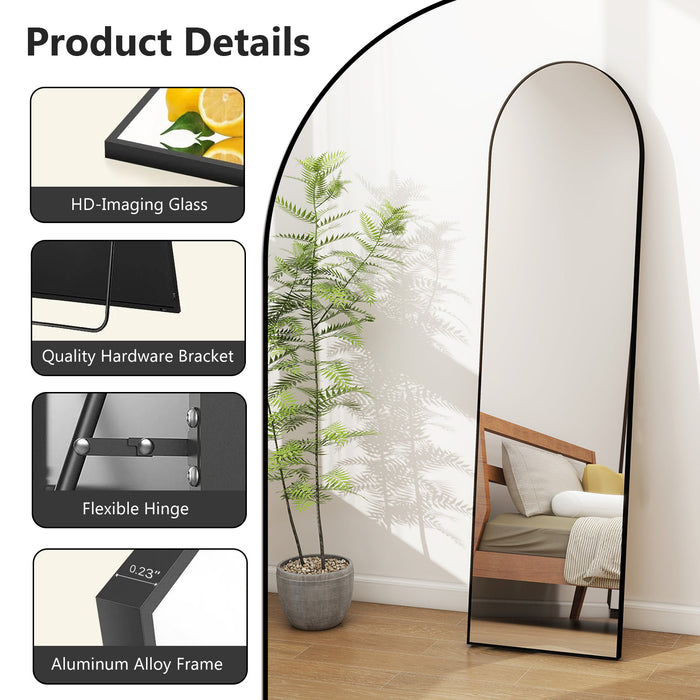 Simenmax Arched Full Length Mirror, Full Body Floor Mirror with Stand,Black, 59"x16"