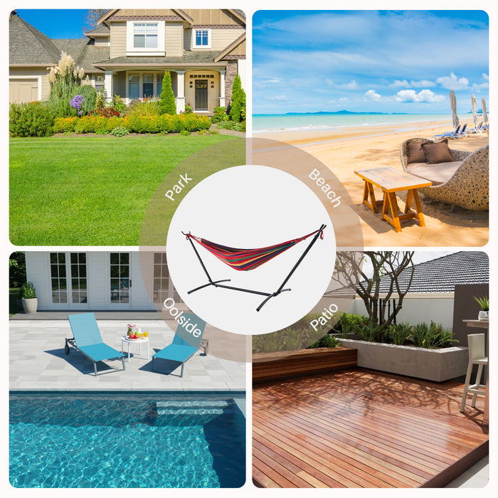Simenmax Heavy Duty 2-Person Hammock with Steel Stand – Portable Outdoor Hammock for Garden, Yard, Camping, 450lb Capacity, Red